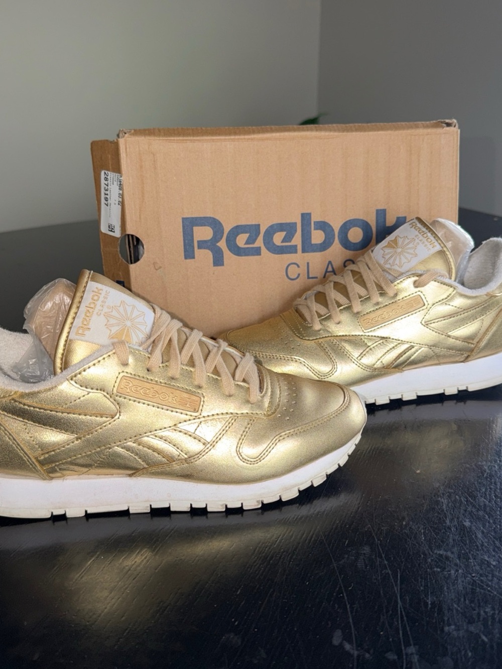 Reebok Women's Metallic Gold Classic Sneakers